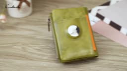 Oil Leather Women Wallets Short Card Holder Anti-lost Airtag Case Hasp Zipper Coin Purse Ladies Wallets Rfid Money Bag Mini