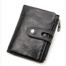Oil Leather Women Wallets Short Card Holder Anti-lost Airtag Case Hasp Zipper Coin Purse Ladies Wallets Rfid Money Bag Mini