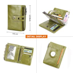 Oil Leather Women Wallets Short Card Holder Anti-lost Airtag Case Hasp Zipper Coin Purse Ladies Wallets Rfid Money Bag Mini