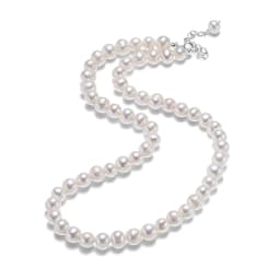 Wholesale 6-7mm Freshwater Cultured Pearl Necklace, Real Chokers Pearl Necklace, Women's Sterling Silver Pearl Strand Necklaces