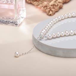 Wholesale 6-7mm Freshwater Cultured Pearl Necklace, Real Chokers Pearl Necklace, Women's Sterling Silver Pearl Strand Necklaces