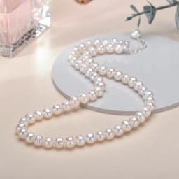 Wholesale 6-7mm Freshwater Cultured Pearl Necklace, Real Chokers Pearl Necklace, Women's Sterling Silver Pearl Strand Necklaces
