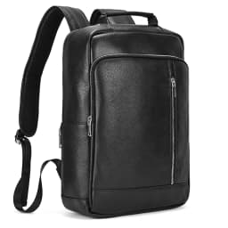 Men's Crazy Horse Leather Backpack 15.6" Laptop Cow Leather Daypack Large Capacity Male Travel Backpack With USB Cable