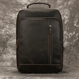 Men's Crazy Horse Leather Backpack 15.6" Laptop Cow Leather Daypack Large Capacity Male Travel Backpack With USB Cable