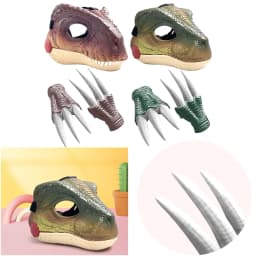 Moving Jaw Dino Mask with Dinosaur Scream Lifelike Dinosaur Mask Headwear Raptor Dinosaur Mask for Halloween Carnival Party