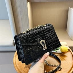 Crocodile Pattern Shoulder Bags For Women Fashion Chains Squre Bag Purse Female Pu Leather Crossbody Handbag Daily Phone Clutch
