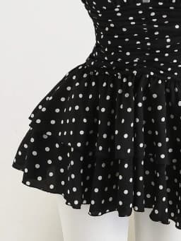 New Street Spicy Girl Digital Printed Design with Neck Hanging, Sleeveless Short, Thin Waist Cake Skirt