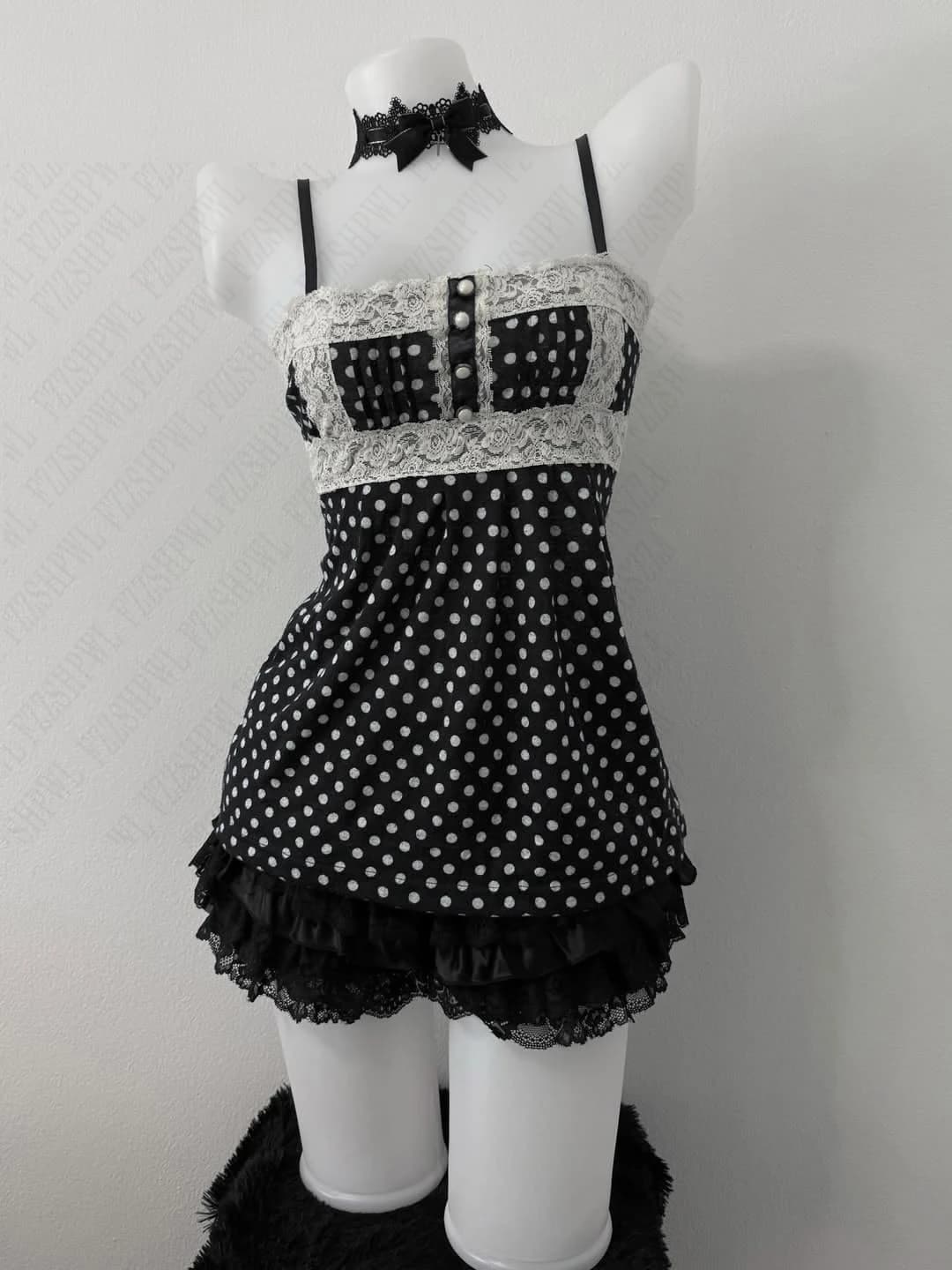 Polka dot Coquette Classic Fashion Halter Tops Harajuku Y2K Women Lace Clothing Slim Cute Camisole Aesthetic Sleeveless Singlet