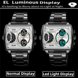 Skmei Mens Multiple Time Zone Sports Watches Fashion Digital Analog Display Waterproof Quartz Wristwatch Led Chrono Alarm Clock