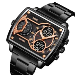 Skmei Mens Multiple Time Zone Sports Watches Fashion Digital Analog Display Waterproof Quartz Wristwatch Led Chrono Alarm Clock