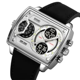Skmei Mens Multiple Time Zone Sports Watches Fashion Digital Analog Display Waterproof Quartz Wristwatch Led Chrono Alarm Clock