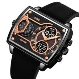 Skmei Mens Multiple Time Zone Sports Watches Fashion Digital Analog Display Waterproof Quartz Wristwatch Led Chrono Alarm Clock