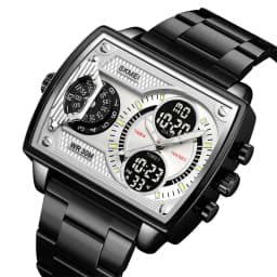 Skmei Mens Multiple Time Zone Sports Watches Fashion Digital Analog Display Waterproof Quartz Wristwatch Led Chrono Alarm Clock