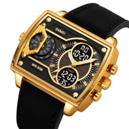 Skmei Mens Multiple Time Zone Sports Watches Fashion Digital Analog Display Waterproof Quartz Wristwatch Led Chrono Alarm Clock