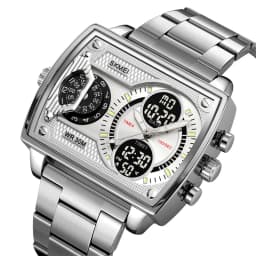 Skmei Mens Multiple Time Zone Sports Watches Fashion Digital Analog Display Waterproof Quartz Wristwatch Led Chrono Alarm Clock