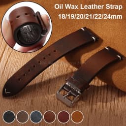 18/19/20/21/22mm Vintage Oil Wax Leather WatchBand Strap Men Women Business Stitching Wristband Universal Quick Release Bracelet