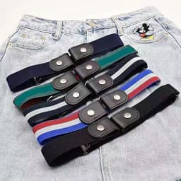 Buckle-Free Belt For Jean Pants Dresses No Buckle Stretch Elastic Waist Belt for Women Men Casual Buckle Free Invisible Belt Adj