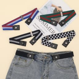 Buckle-Free Belt For Jean Pants Dresses No Buckle Stretch Elastic Waist Belt for Women Men Casual Buckle Free Invisible Belt Adj