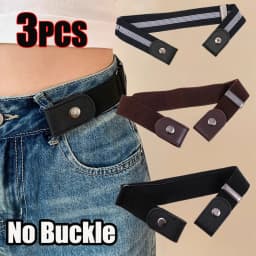 Buckle-Free Belt For Jean Pants Dresses No Buckle Stretch Elastic Waist Belt for Women Men Casual Buckle Free Invisible Belt Adj