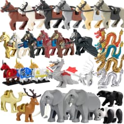 Zoo African Elephant Sika Deer Camel MOC Building Blocks Fire Dragon Animal Panda Bear Military Pegasus Horse Mini Toy Gift K041