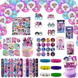KPOP Birthday Party Supplies Set with Tattoo Stickers Slap Bracelets Paper Glasses Tablecloth Balloons - Theme Decor Gift Bags