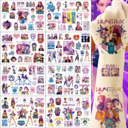 KPOP Birthday Party Supplies Set with Tattoo Stickers Slap Bracelets Paper Glasses Tablecloth Balloons - Theme Decor Gift Bags