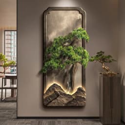 Chinese style entrance decoration painting, vertical landscape painting, corridor hanging painting, high-end door wall lamp
