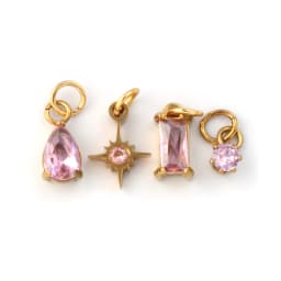 1 Set 304 Stainless Steel Cubic Zirconia Birthstone CharmsGold Plated Mini Pendants for DIY Necklace Jewelry 12x7mm - 9x3.5mm