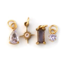 1 Set 304 Stainless Steel Cubic Zirconia Birthstone CharmsGold Plated Mini Pendants for DIY Necklace Jewelry 12x7mm - 9x3.5mm
