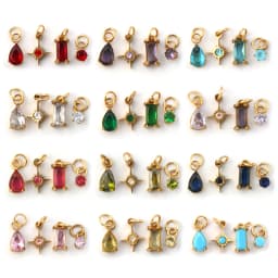 1 Set 304 Stainless Steel Cubic Zirconia Birthstone CharmsGold Plated Mini Pendants for DIY Necklace Jewelry 12x7mm - 9x3.5mm