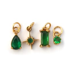 1 Set 304 Stainless Steel Cubic Zirconia Birthstone CharmsGold Plated Mini Pendants for DIY Necklace Jewelry 12x7mm - 9x3.5mm