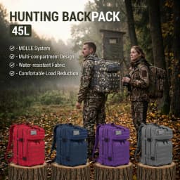 45L Tactical Hunting Backpack Molle Storage Bag Large Capacity Multi Pocket Wear Resistant Outdoor Hunting Gear Rucksack Durable Wild Shooting Daypack For Men Women Hunters Bushcraft Wilderness Trekking Camping Luggage Bag