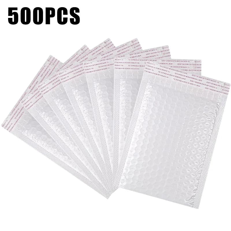 500PCS Poly Bubble Mailers Padded Envelopes Self Seal Bubble Lined Waterproof Cushion Shipping Enveloper Mailers White