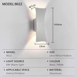 LED Wall Lamp Indoor and Outdoor IP65 Waterproof White/black Modern Minimalist Aluminum Home Light Porch Garden Light AC85-265V