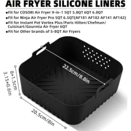 Silicone Air Fryer Liners 22.5cm Non-Stick Basket Reusable for Ninja AF181 AF180 AF141 AF140 Compatible with 5-8QT Air Fryers