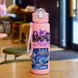 3D Printed Girl Cartoon Water Bottle, Stylish and Durable, Portable with Lanyard, Large Capacity, Leakproof, for All Ages.