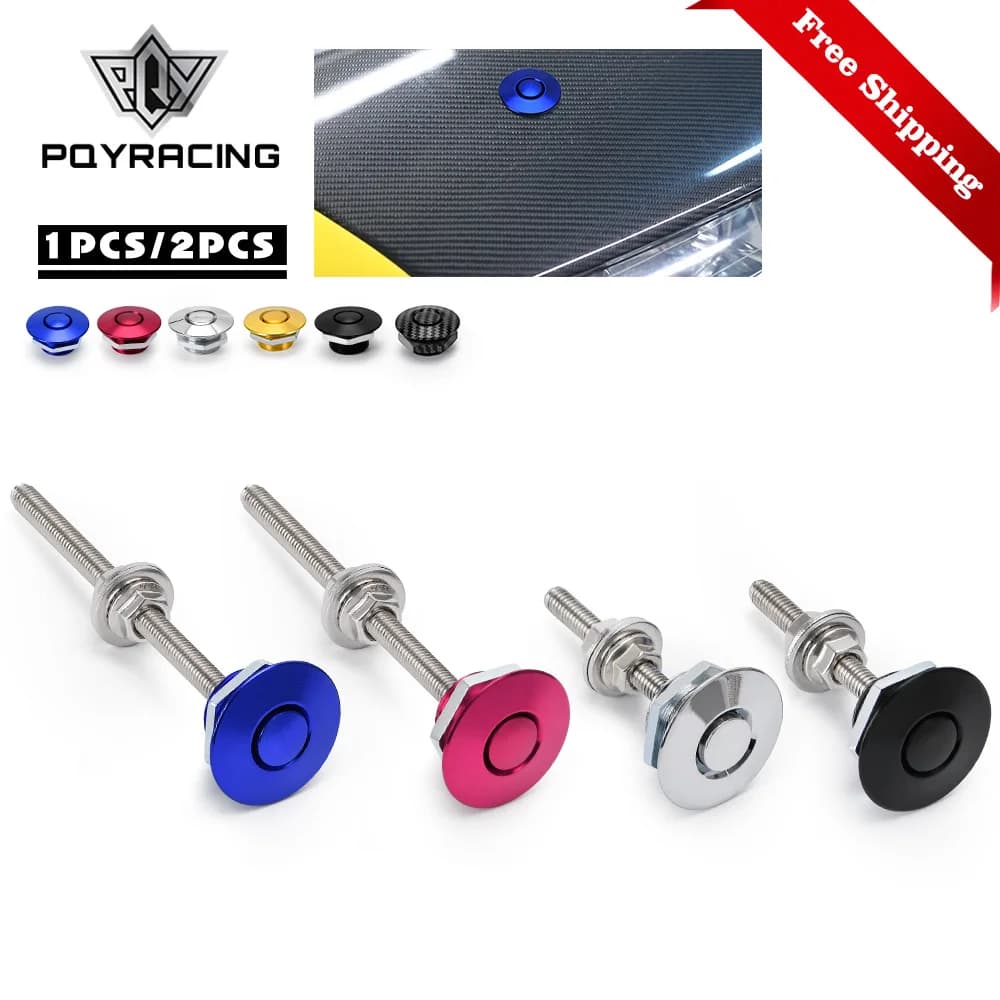 Universal 32mm/1.25" Push Button Billet Hood Pins Lock Clip Kit Engine Bonnets Lock Aluminum Car Quick Latch PQY-HPL04/05
