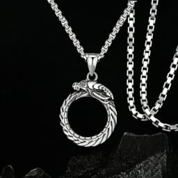Hip Hop Rock Circular Ring Dragon Necklace For Men Vintage Stainless Steel Chain Silver Color Neck Hippie Jewelry Women Gifts