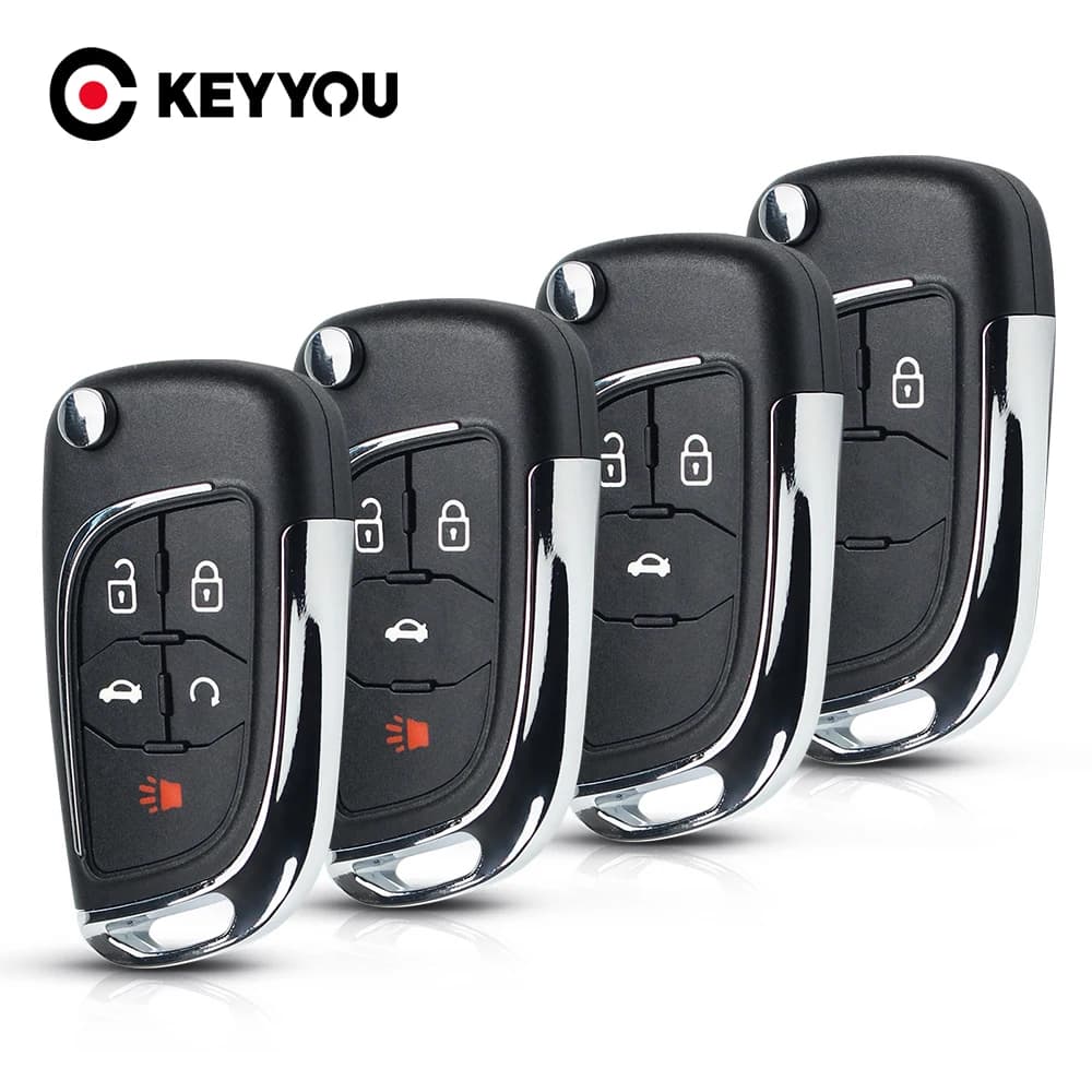 KEYYOU Modified Filp Car Key Shell Fob Remote Case For Chevrolet Cruze Epica Lova Camaro Impala 2 3 4 5 Button HU100 Blade