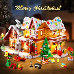 2025 Christmas Gingerbread House Building Toy with LED Light-3 Style Modes Block with Santa Xmas Tree Train for Adults Kids8+