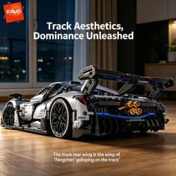 KAVOWORLD 3526pcs Silver Blue Super Sports Car Building Blocks Set 1:8 MOC DIY Assembly Race Car Model Brick STEM Construction Toy Home Decor Ornament Vehicle Display Mechanical Simulation Racing Brick Car Birthday Christmas Gift for Teens