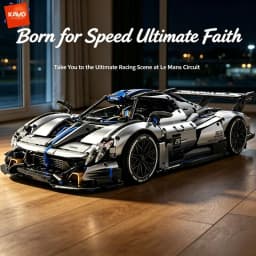 KAVOWORLD 3526pcs Silver Blue Super Sports Car Building Blocks Set 1:8 MOC DIY Assembly Race Car Model Brick STEM Construction Toy Home Decor Ornament Vehicle Display Mechanical Simulation Racing Brick Car Birthday Christmas Gift for Teens