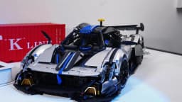 KAVOWORLD 3526pcs Silver Blue Super Sports Car Building Blocks Set 1:8 MOC DIY Assembly Race Car Model Brick STEM Construction Toy Home Decor Ornament Vehicle Display Mechanical Simulation Racing Brick Car Birthday Christmas Gift for Teens