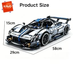 KAVOWORLD 3526pcs Silver Blue Super Sports Car Building Blocks Set 1:8 MOC DIY Assembly Race Car Model Brick STEM Construction Toy Home Decor Ornament Vehicle Display Mechanical Simulation Racing Brick Car Birthday Christmas Gift for Teens