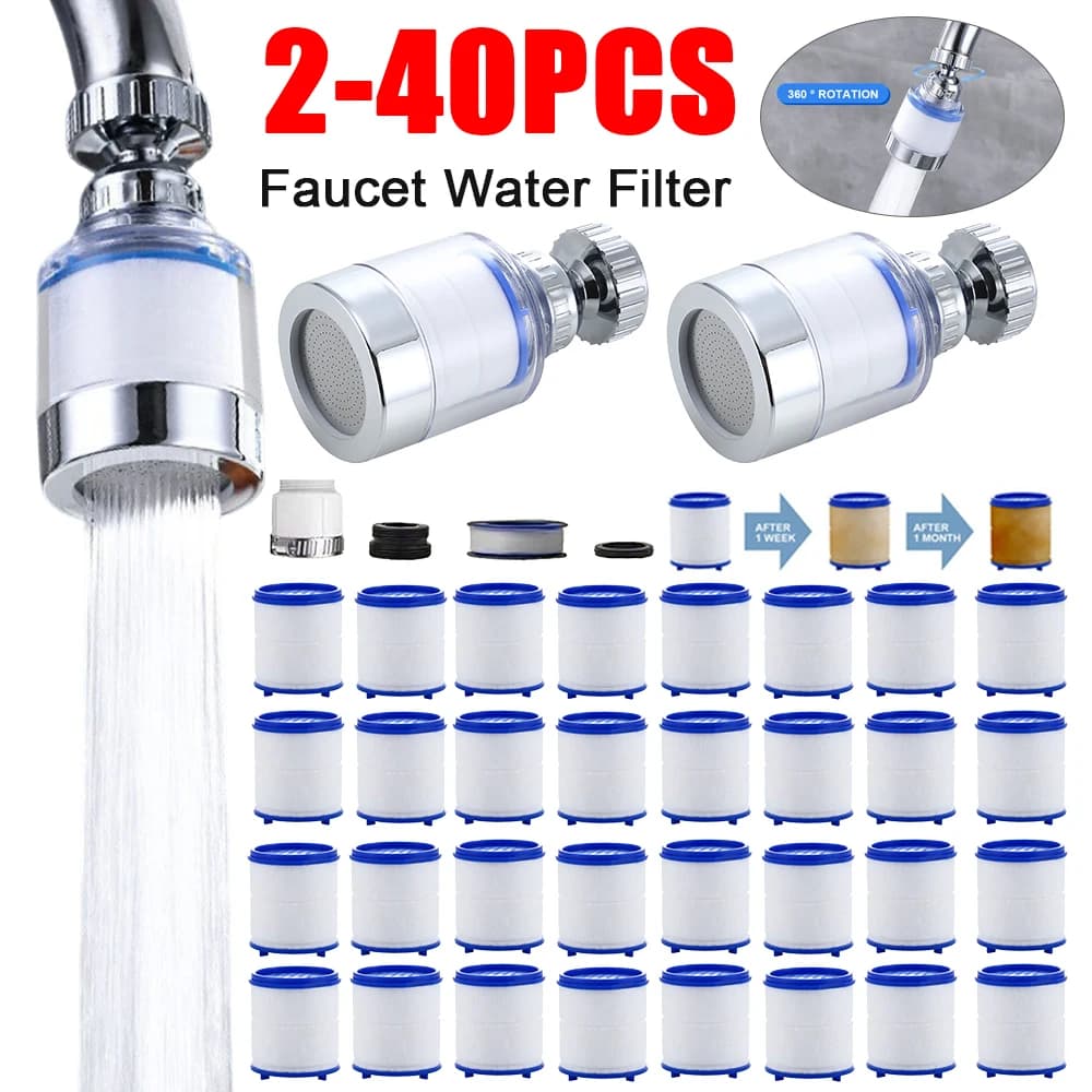 2-40PC Faucet Water Filter Element Remove Chlorine Heavy Metals Filtered Showers Head Bath Filtration Purifier Soften Hard Water