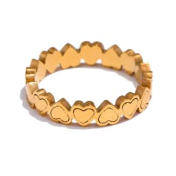 Yhpup High Quality Minimalist Stainless Steel PVD Plated Heart Geometric Chic Finger Ring Golden Fashion Jewelry Women Gift