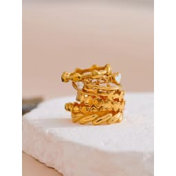 Yhpup High Quality Minimalist Stainless Steel PVD Plated Heart Geometric Chic Finger Ring Golden Fashion Jewelry Women Gift