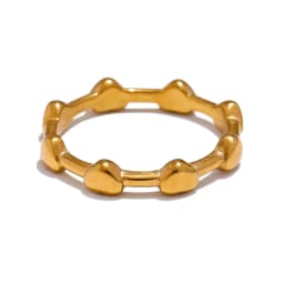 Yhpup High Quality Minimalist Stainless Steel PVD Plated Heart Geometric Chic Finger Ring Golden Fashion Jewelry Women Gift
