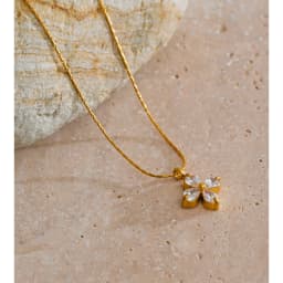Yhpup Delicate Shiny Cubic Zirconia Flower Pendant Chic Necklace 18K Golden Plated High Quality Fashion PVD Jewelry Waterproof
