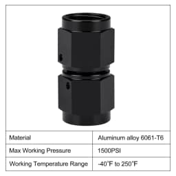 Universal AN6 AN8 AN10 Female To Female Union Aluminum Straight Swivel Hose End Fitting Adaptors Anodized Oil Cooler Connectors